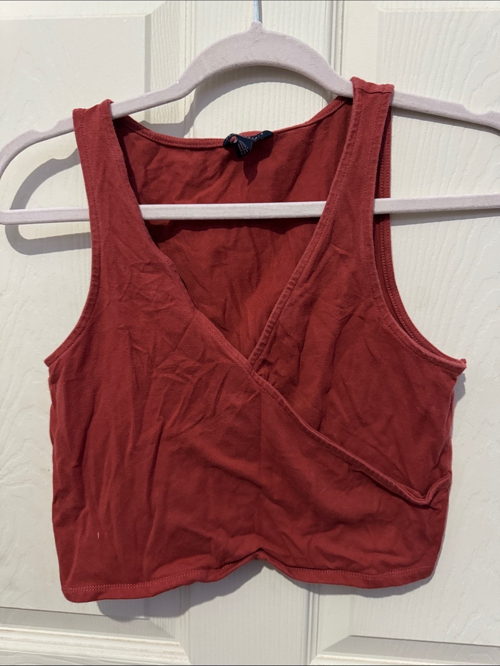 NYC Rust Red Wrap Crop Tank